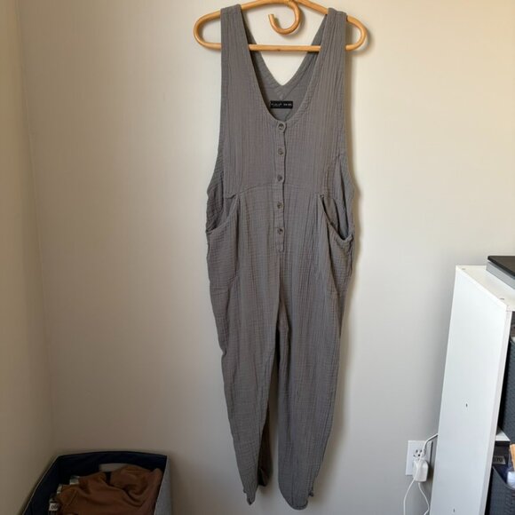 Urban Outfitters Out From Under Rhea Button Front Jumpsuit Gray Women's Medium - Picture 2 of 7